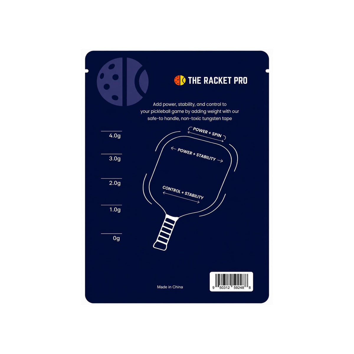 The Racket Pro Weighted Tungsten Tape for Pickleball Paddles | Ultra Thin 1 Gram Per Inch | Canadian Company