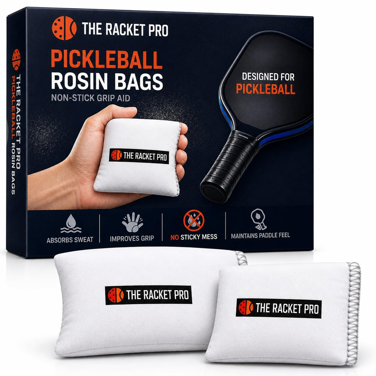 The Racket Pro Sports Rosin Bags for Dry Hands & Better Grip | Pickleball, Tennis & Padel Grip Aid | Includes Standard & High Output Bags | Canadian Company