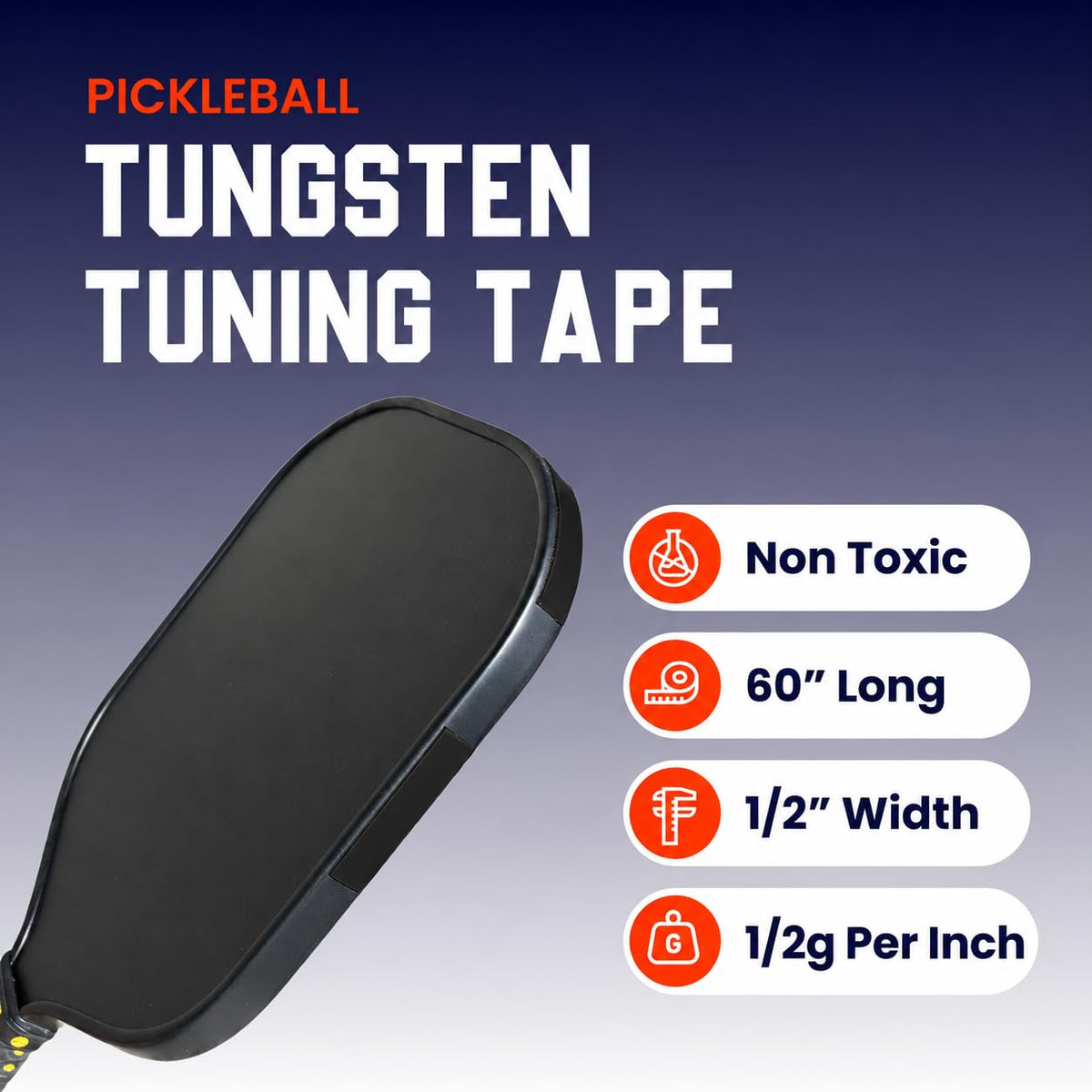 Paddle Tuning Tape for Pickleball Paddles | Weighted Tape | Ultra-Thin for Power and Stability | Canadian Company | 1/2 g per inch |